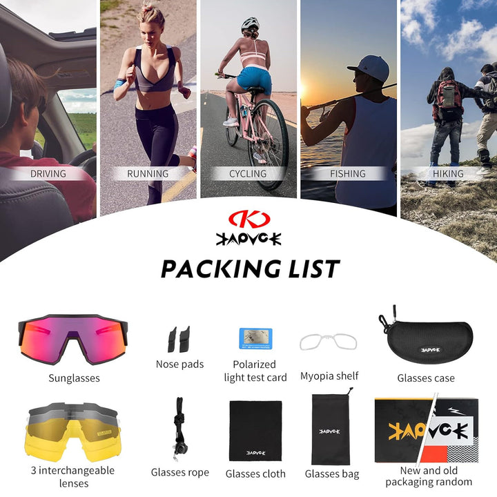 Polarized Cycling Glasses with 4 Interchangeable Lenses
